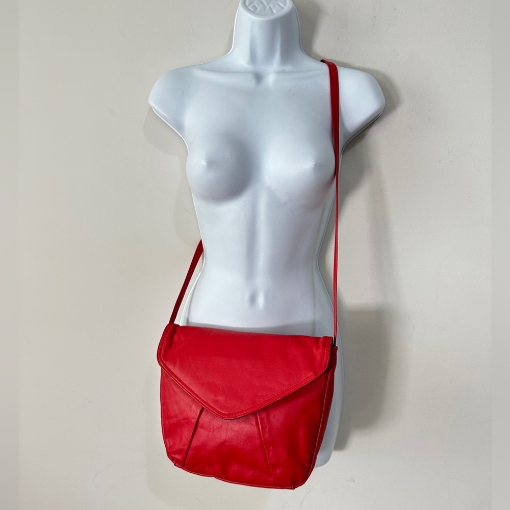 Vintage Red Leather Crossbody Bag